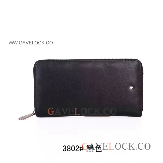 Copy Montblanc Men's Leather Zipper Card Pocket Black